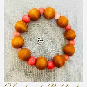 Gold and Pink Beaded Bracelet